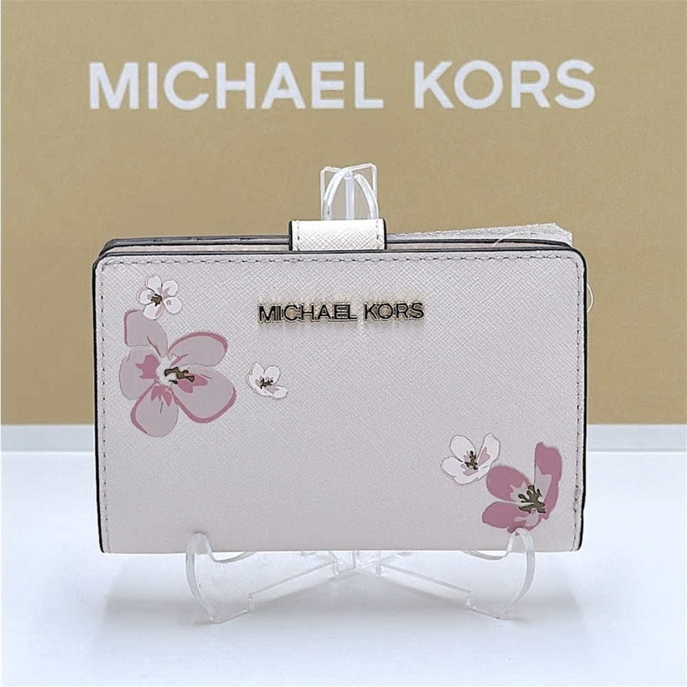 Michael Kors Jet Set Medium Floral Embellished Signature Logo Bi-Fold Wallet - Picture 3 of 15